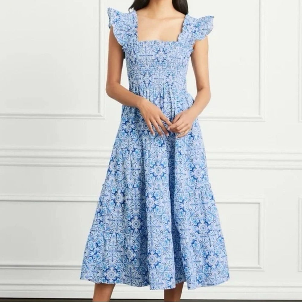Hill House Home Ellie Nap Dress - Blue and White Italian Mosaic